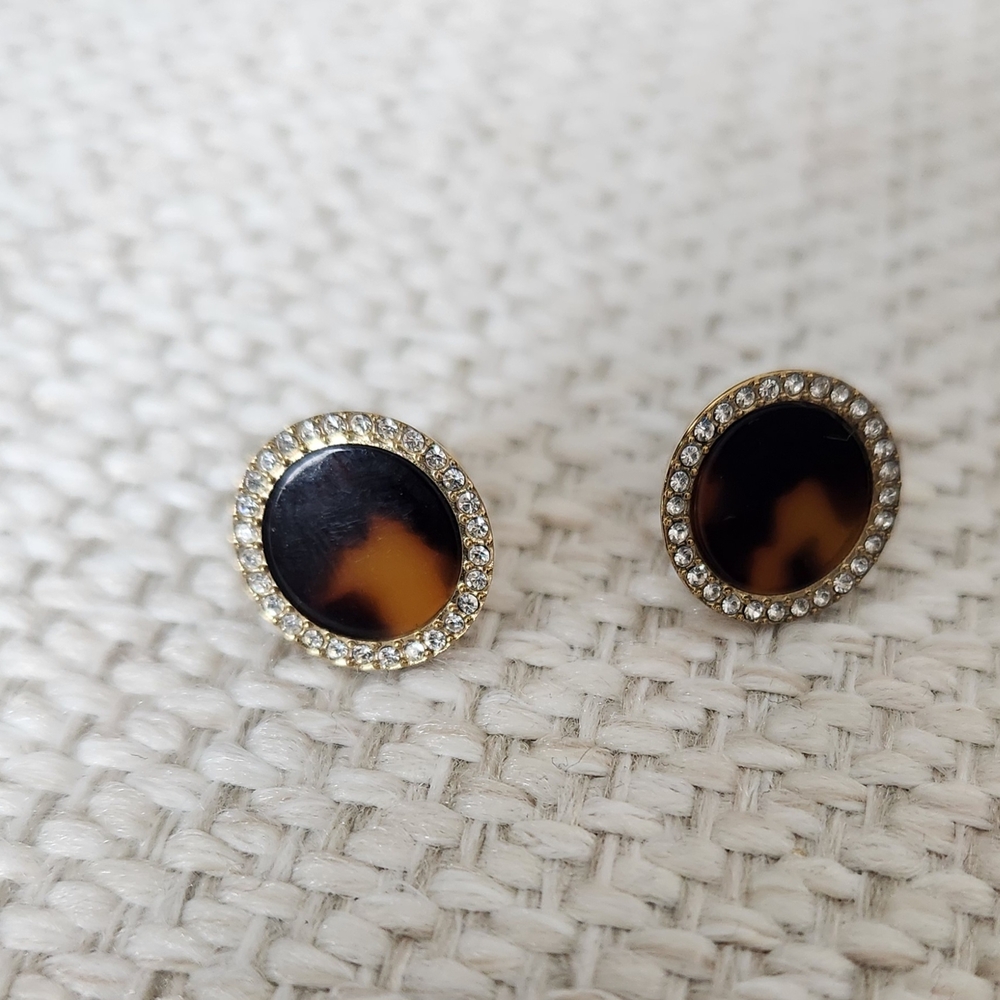 Michael Kors Tortoise Shell and Gold Stud Earrings
